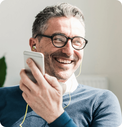 Happy Person listening to Calm